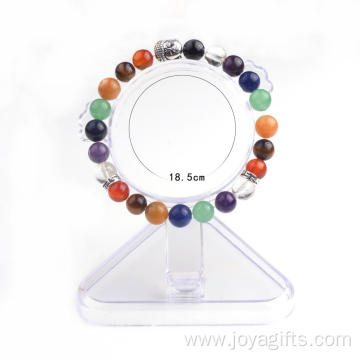 7 Chakra 8MM Stones Bracelet Silver Plated Buddha Head Bracelets Jewelry